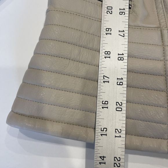 Guess Bone Faux Leather Faux Fur Trim Collar Biker Bomber Jacket Size M … - Picture 4 of 16